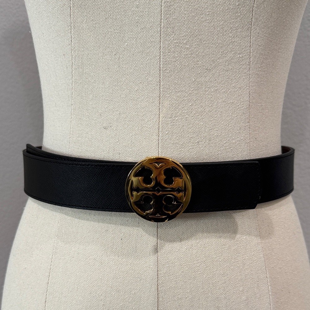 Tory Burch Black Belt with Gold Emblem